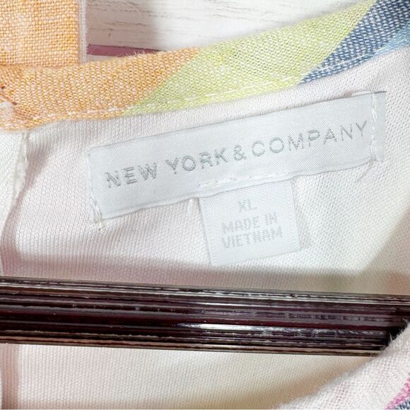 New York & Company Linen Blend Striped Halter Midi Dress Sundress Pink Multi XL - Picture 10 of 14